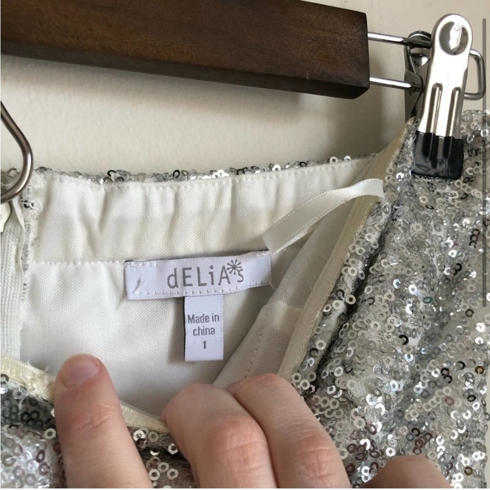 Delia’s Glitter Sparkle Teal Strapless Dress - Picture 2 of 4